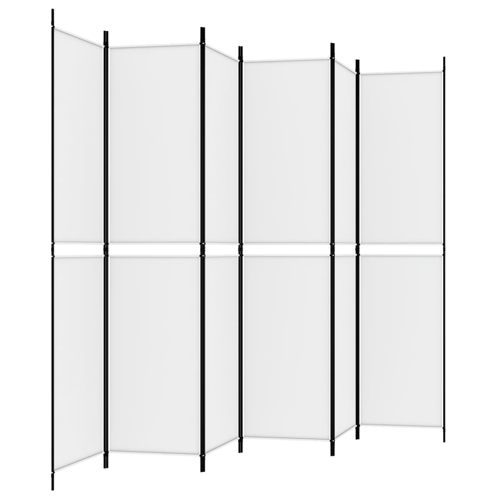 6-panels rumdeler 300x220 cm stof hvid