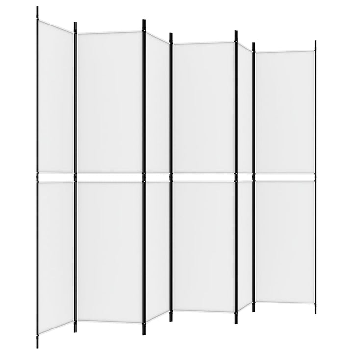 6-panels rumdeler 300x220 cm stof hvid
