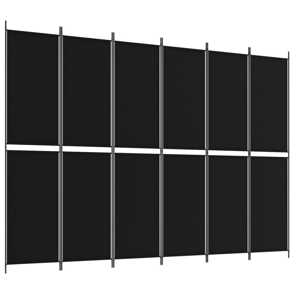 6-panels rumdeler 300x220 cm stof sort