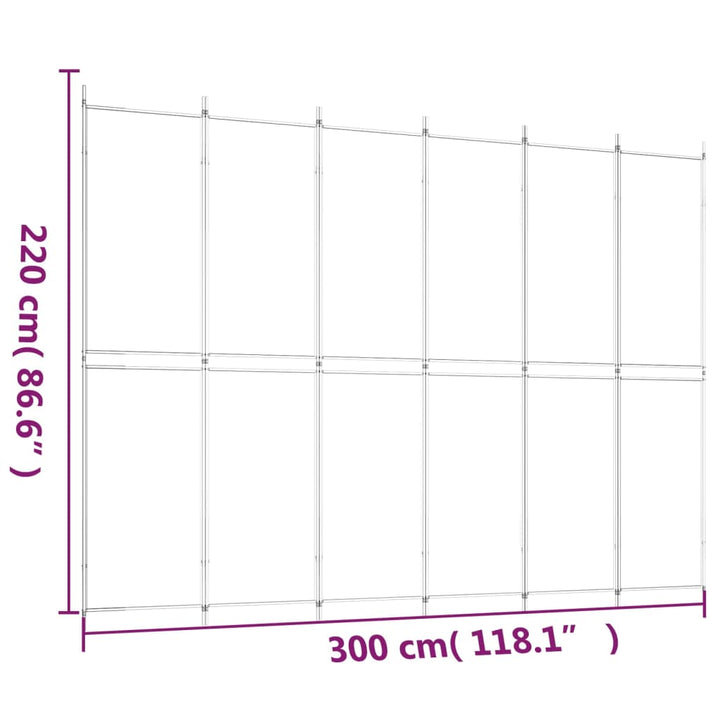 6-panels rumdeler 300x220 cm stof sort