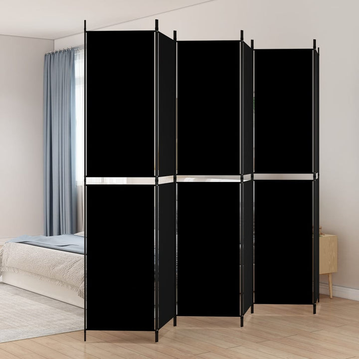 6-panels rumdeler 300x220 cm stof sort