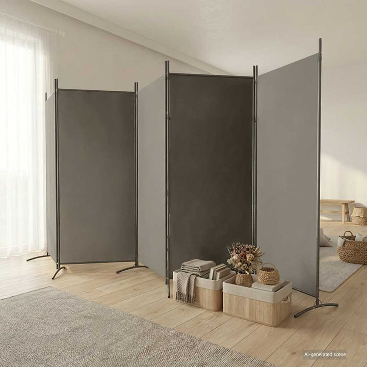 5-panels rumdeler 433x180 cm stof antracitgrå