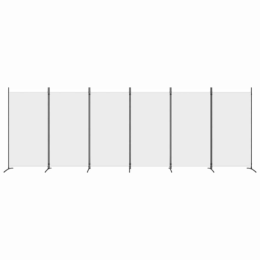 6-panels rumdeler 520x180 cm stof hvid