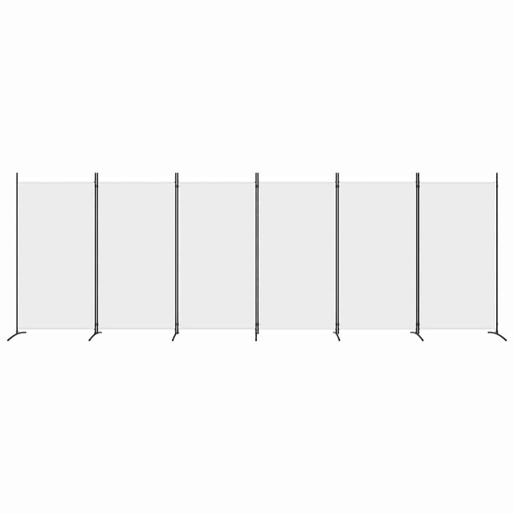 6-panels rumdeler 520x180 cm stof hvid