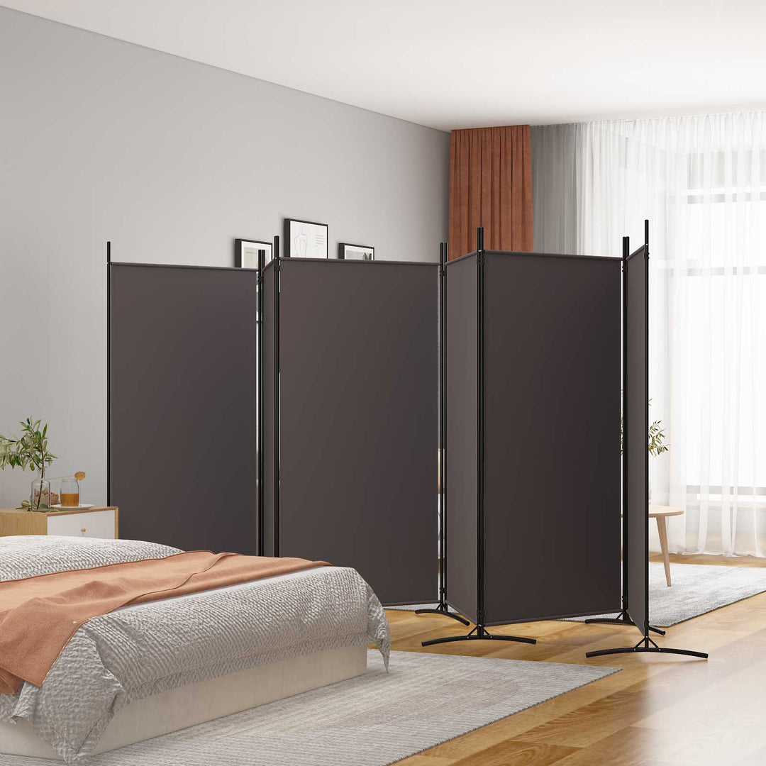 6-panels rumdeler 520x180 cm stof brun