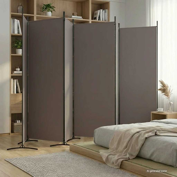 6-panels rumdeler 520x180 cm stof antracitgrå