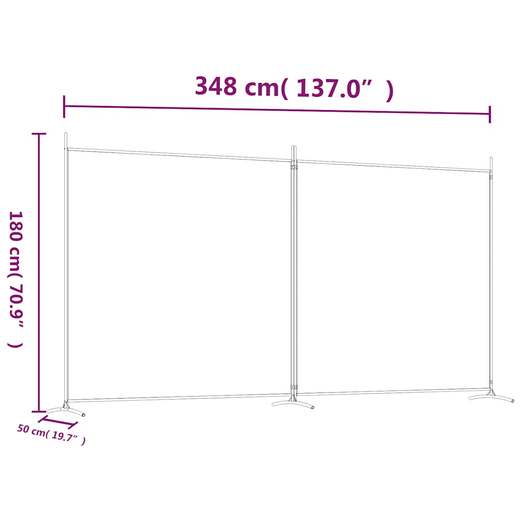 2-panels rumdeler 348x180 cm stof brun