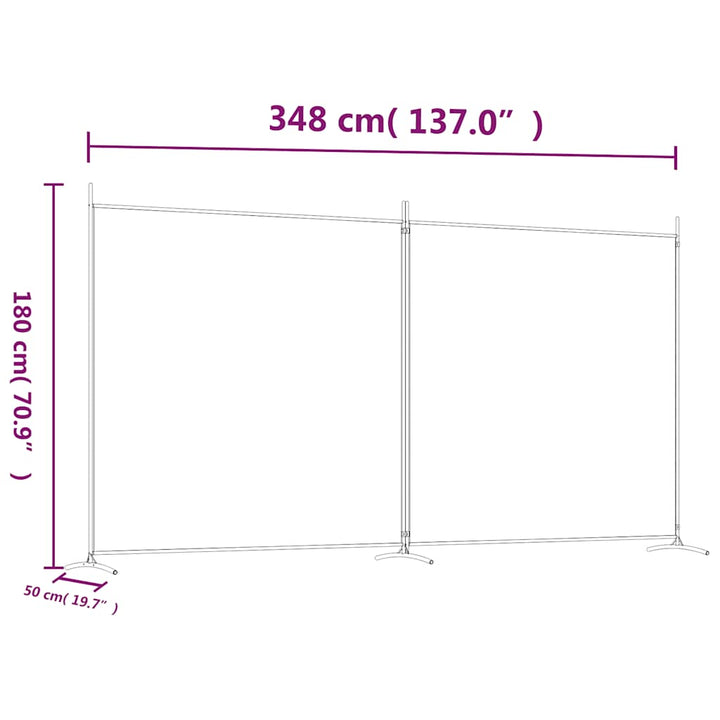 2-panels rumdeler 348x180 cm stof brun