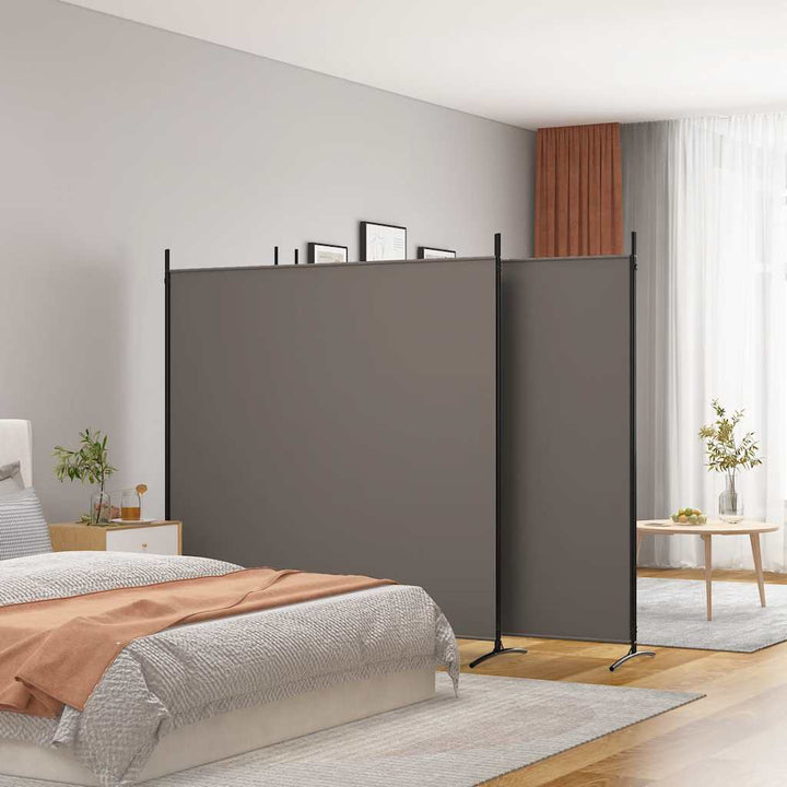 4-panels rumdeler 698x180 cm stof antracitgrå