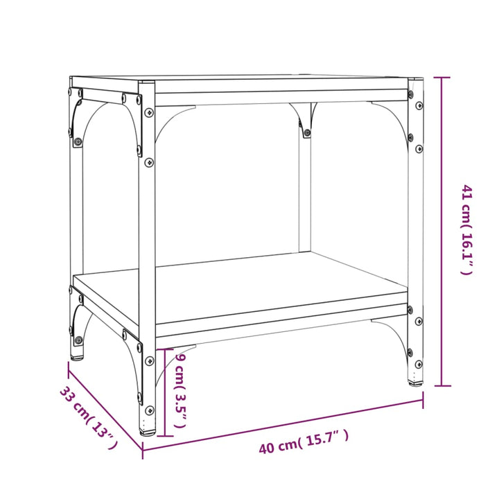 tv-bord 40x33x41 cm konstrueret træ og stål sonoma-eg