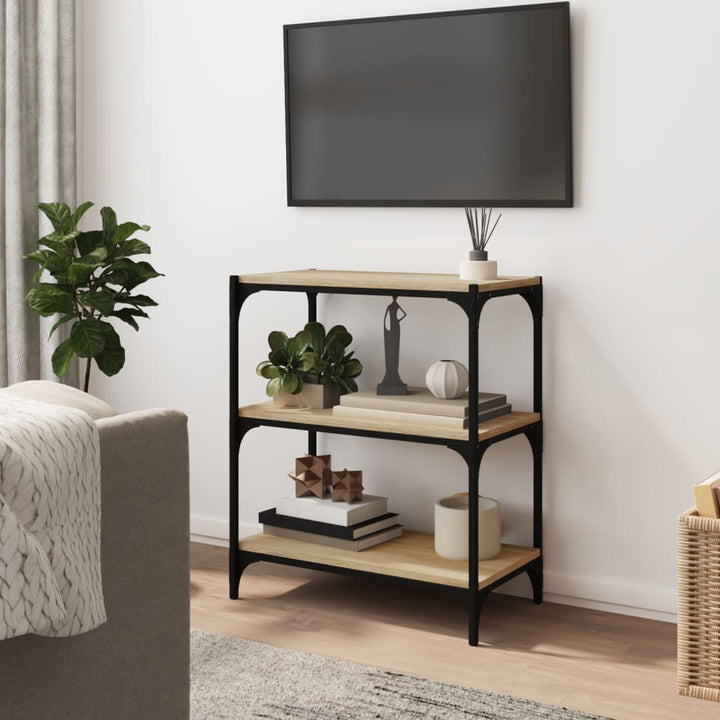 bogreol 60x33x70,5 cm konstrueret træ og stål sonoma-eg