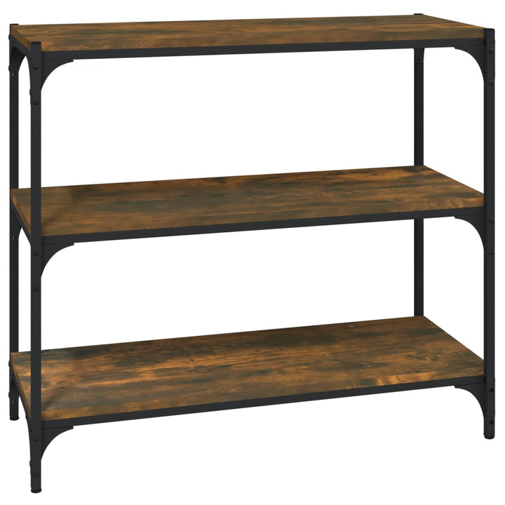 bogreol 80x33x70,5 cm konstrueret træ og stål røget egetræ