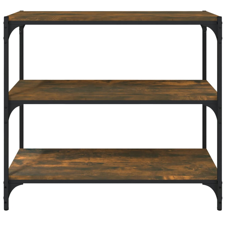 bogreol 80x33x70,5 cm konstrueret træ og stål røget egetræ