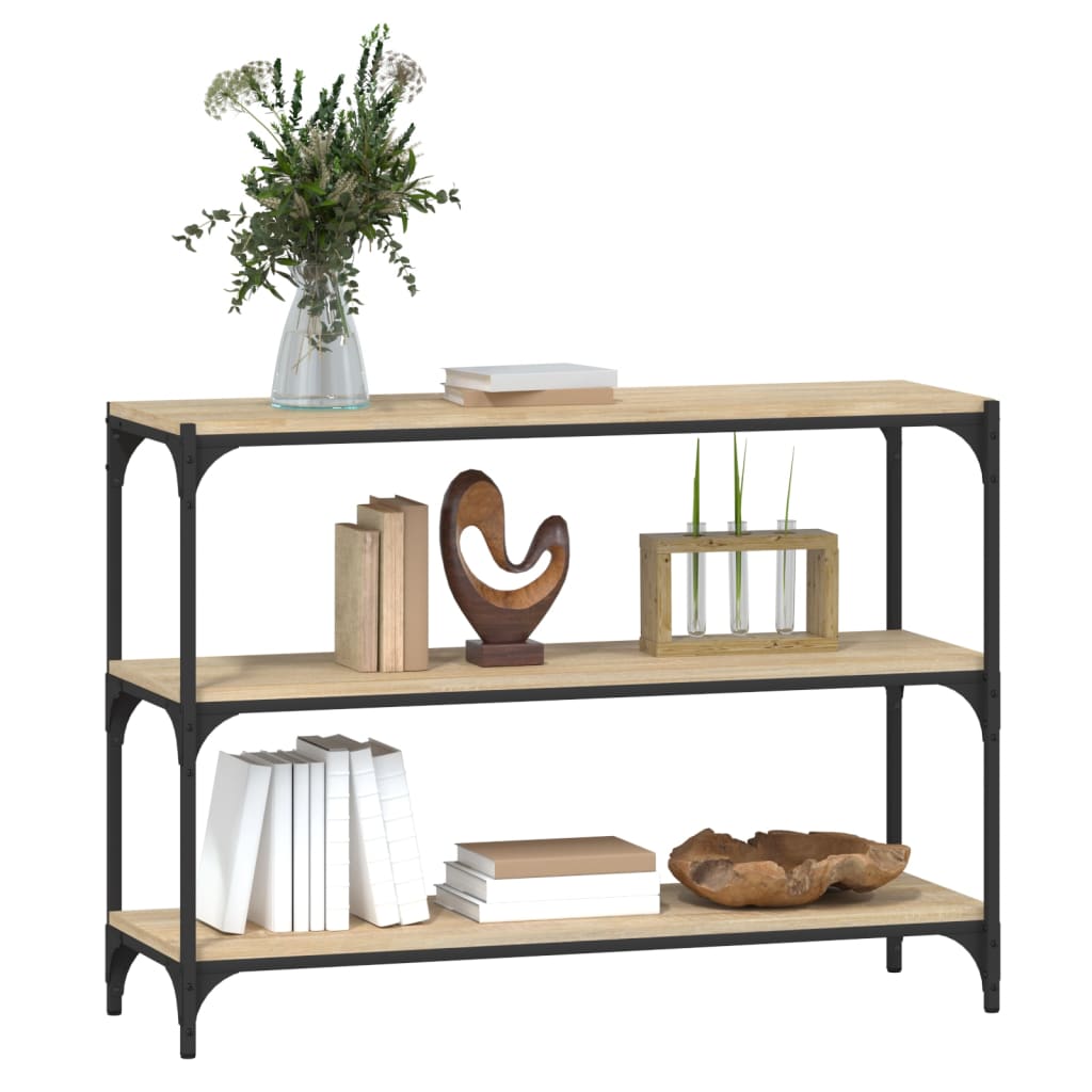 bogreol 100x33x70,5 cm konstrueret træ og stål sonoma-eg