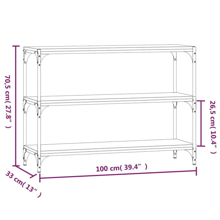 bogreol 100x33x70,5 cm konstrueret træ og stål sonoma-eg