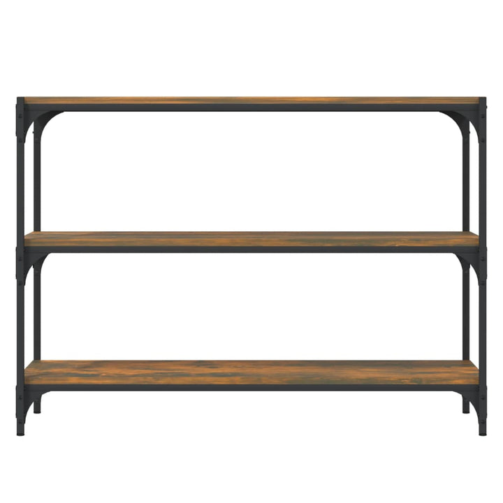 bogreol 100x33x70,5 cm konstrueret træ og stål røget egetræ