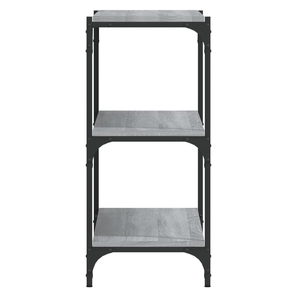 bogreol 100x33x70,5 cm konstrueret træ og stål grå sonoma-eg