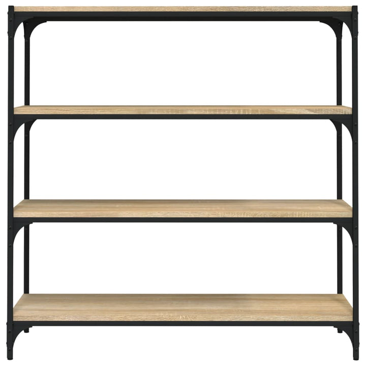 bogreol 100x33x100 cm konstrueret træ og stål sonoma-eg