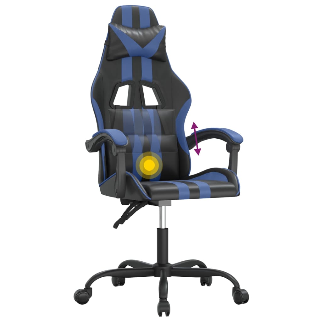 drejelig gamingstol kunstlæder sort og blå