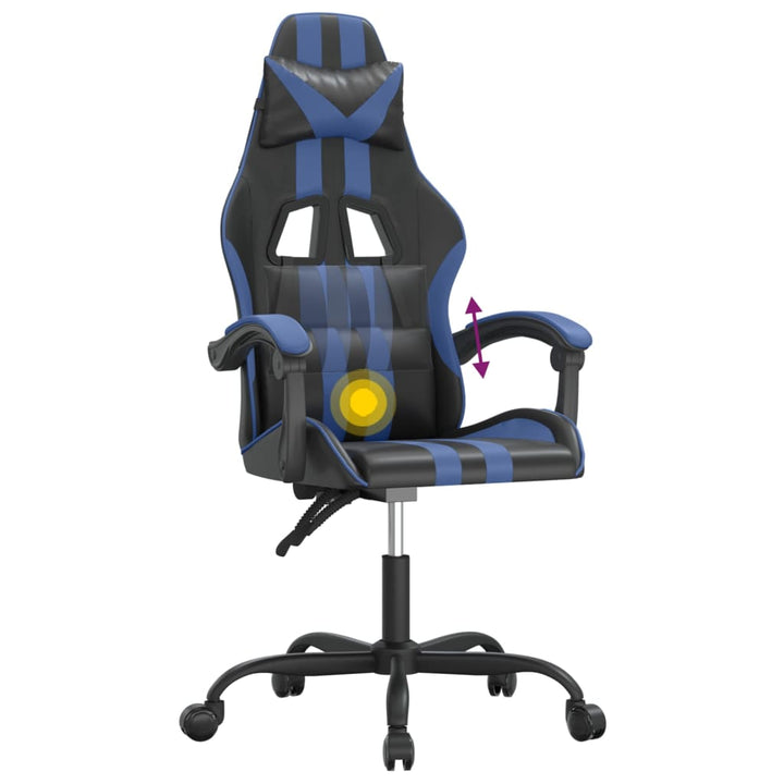 drejelig gamingstol kunstlæder sort og blå