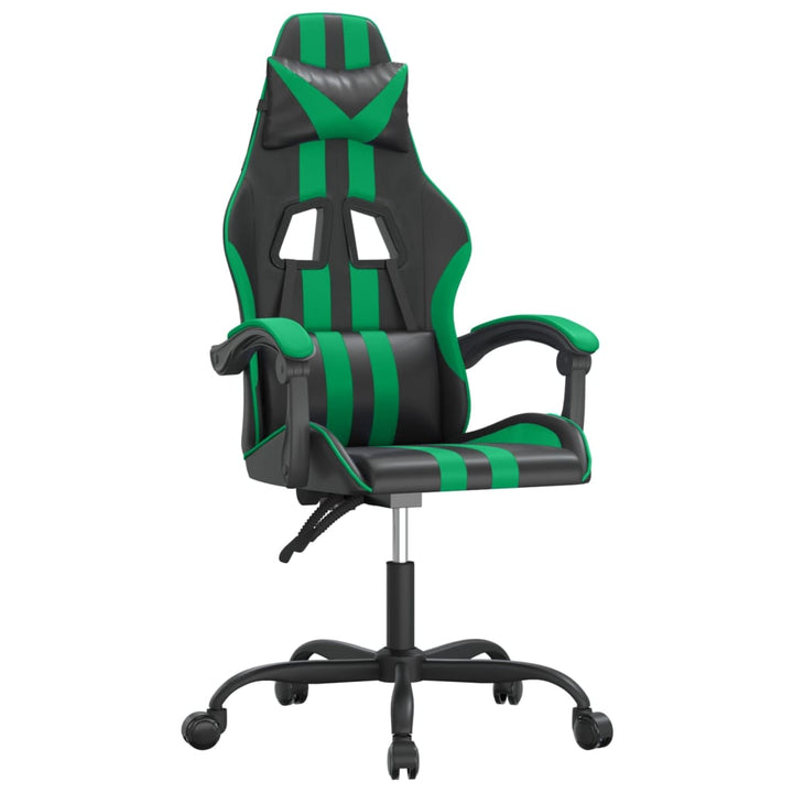 drejelig gamingstol kunstlæder sort og grøn