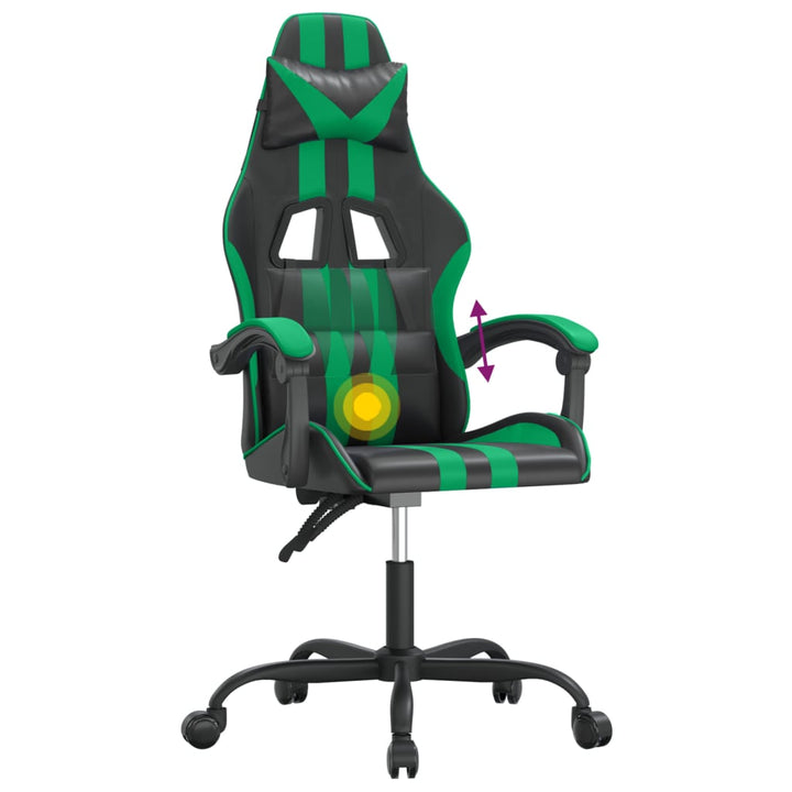 drejelig gamingstol kunstlæder sort og grøn