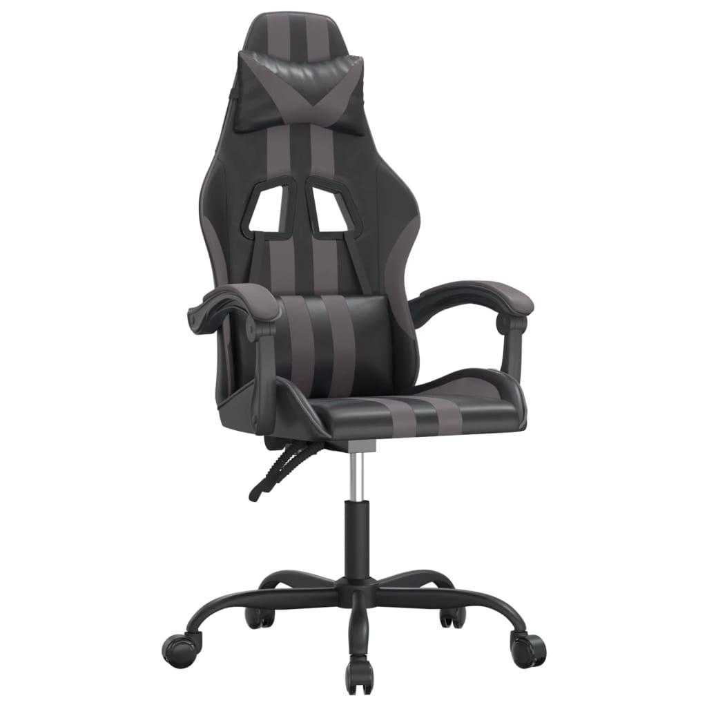 drejelig gamingstol kunstlæder sort og grå