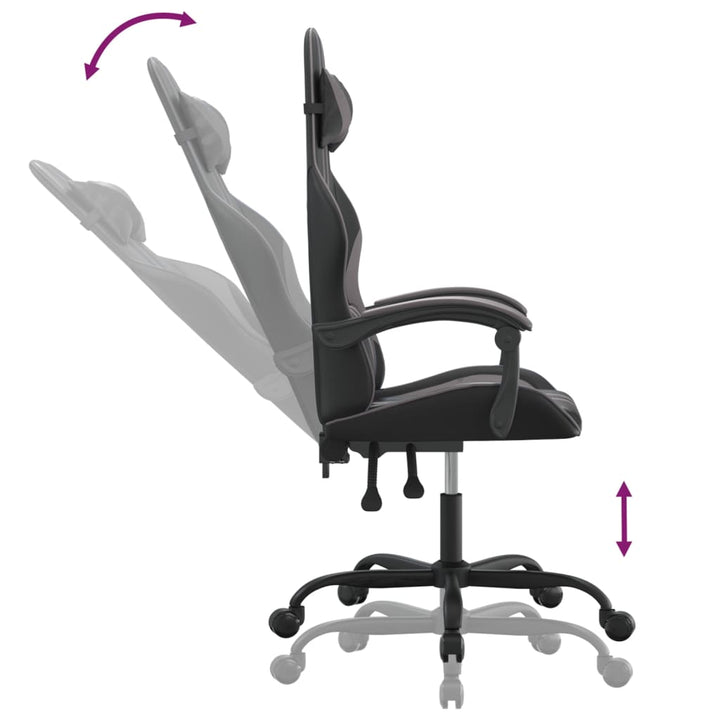 drejelig gamingstol kunstlæder sort og grå