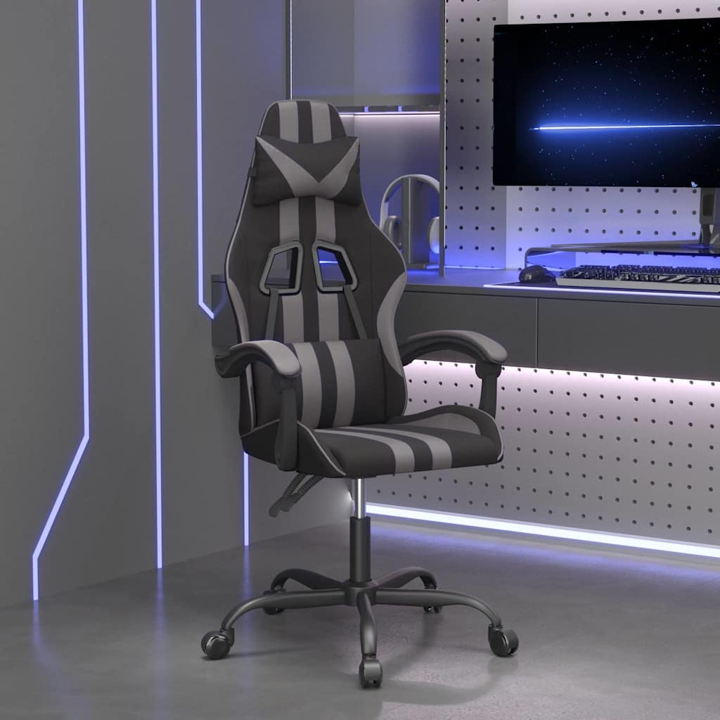 drejelig gamingstol kunstlæder sort og grå