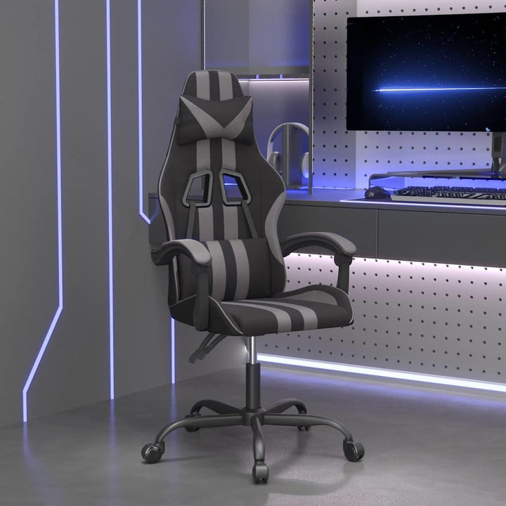 drejelig gamingstol kunstlæder sort og grå