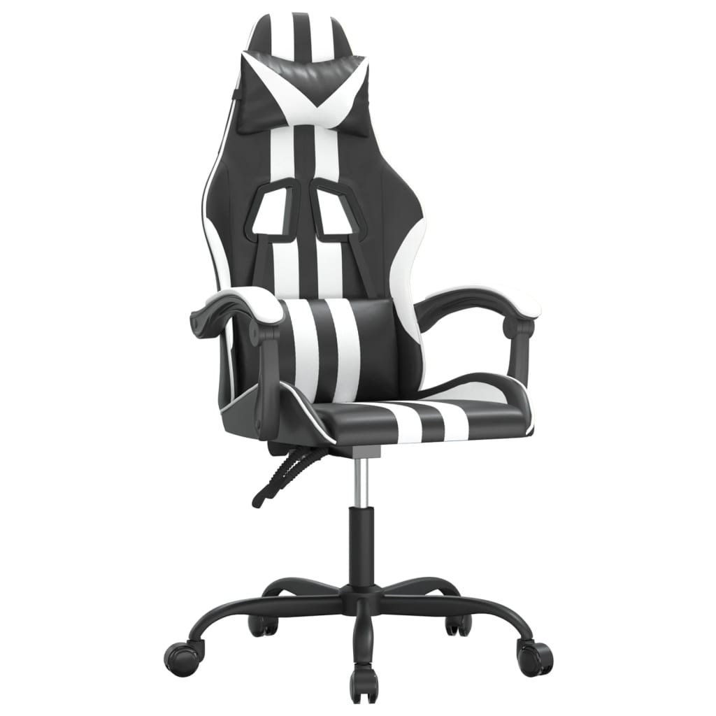 drejelig gamingstol kunstlæder sort og hvid