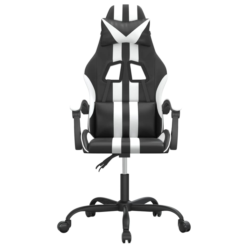 drejelig gamingstol kunstlæder sort og hvid