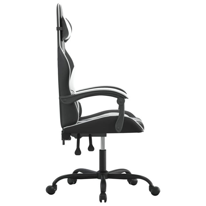 drejelig gamingstol kunstlæder sort og hvid
