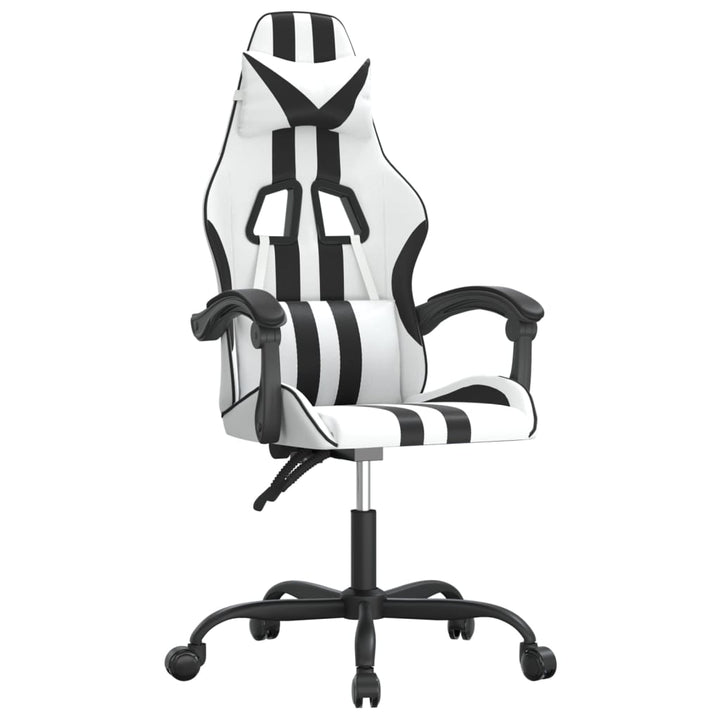 drejelig gamingstol kunstlæder hvid og sort