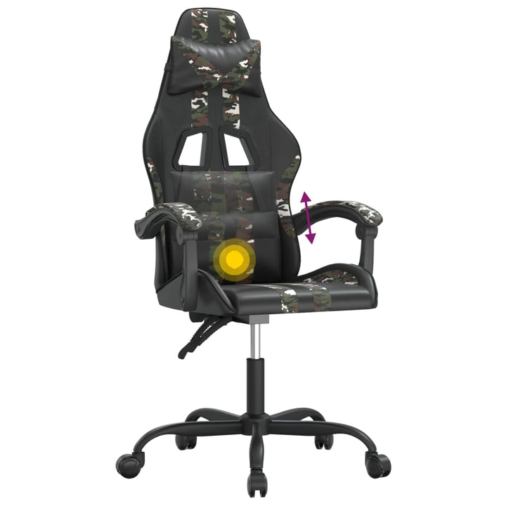 drejelig gamingstol kunstlæder sort og camouflage