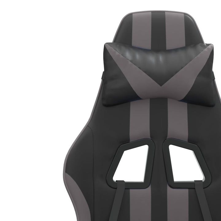 drejelig gamingstol med fodstøtte kunstlæder sort og grå