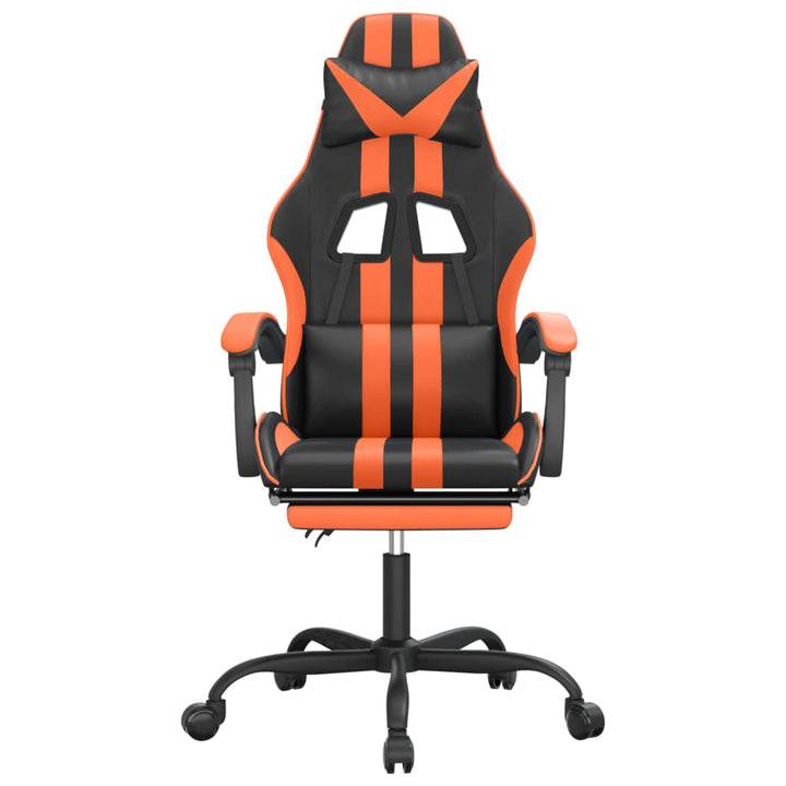 drejelig gamingstol med fodstøtte kunstlæder sort og orange