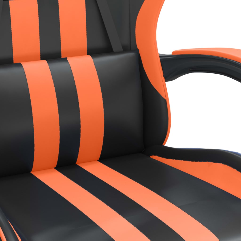 drejelig gamingstol med fodstøtte kunstlæder sort og orange