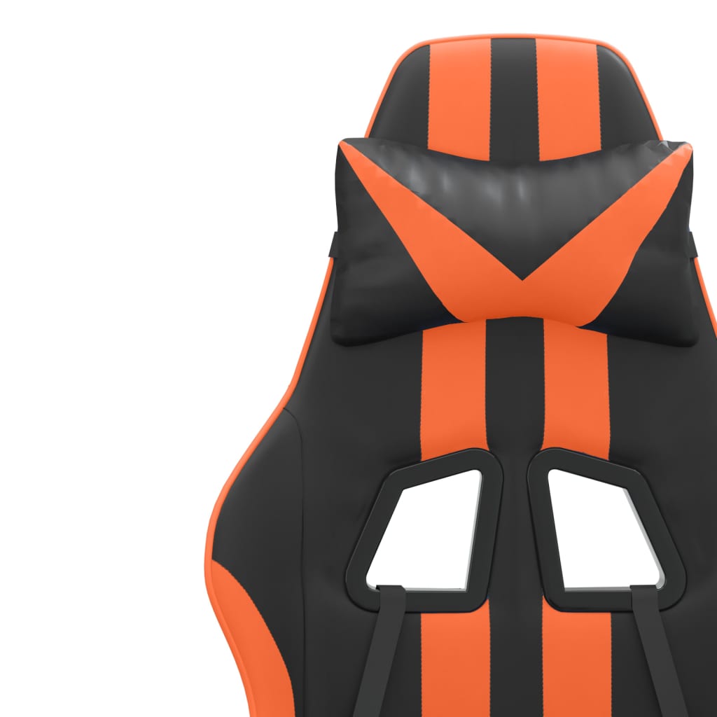 drejelig gamingstol med fodstøtte kunstlæder sort og orange