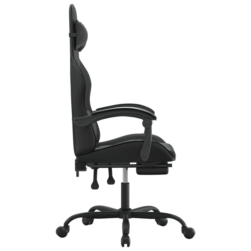 drejelig gamingstol med fodstøtte kunstlæder sort