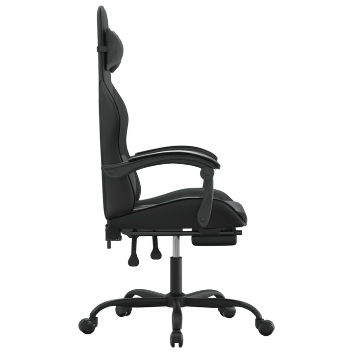 drejelig gamingstol med fodstøtte kunstlæder sort