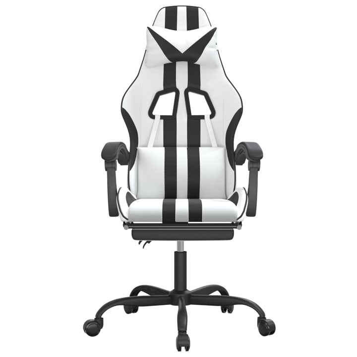drejelig gamingstol med fodstøtte kunstlæder hvid sort