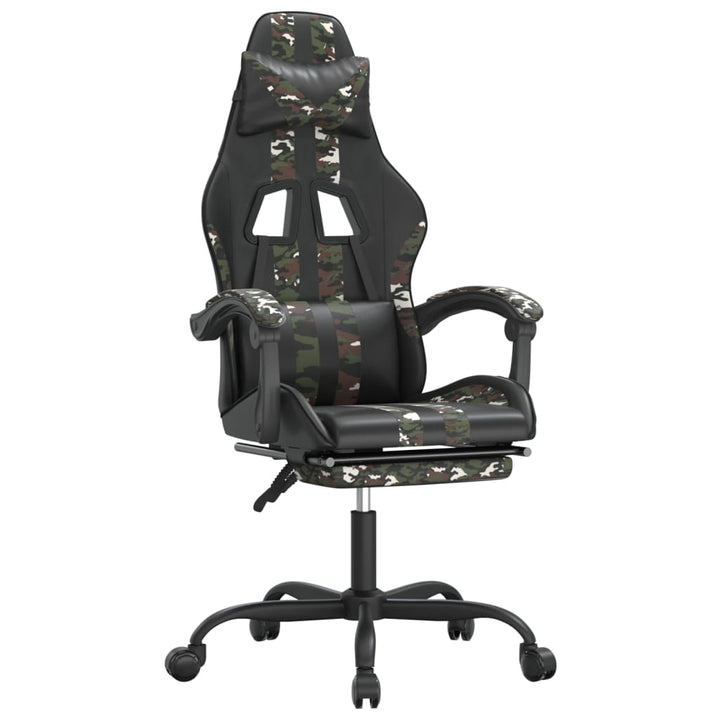 drejelig gamingstol med fodstøtte kunstlæder sort camouflage