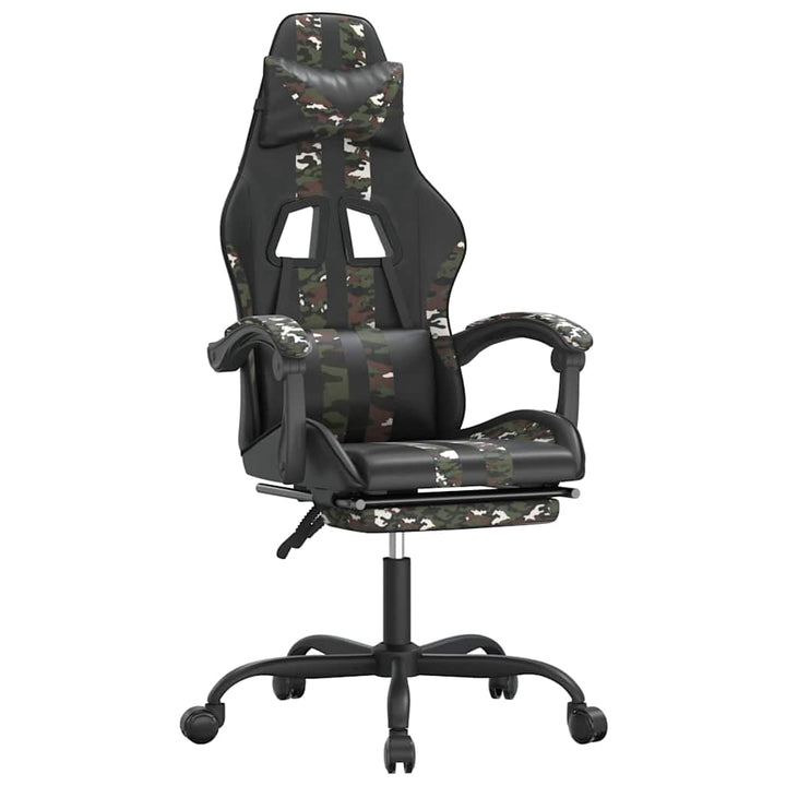 drejelig gamingstol med fodstøtte kunstlæder sort camouflage