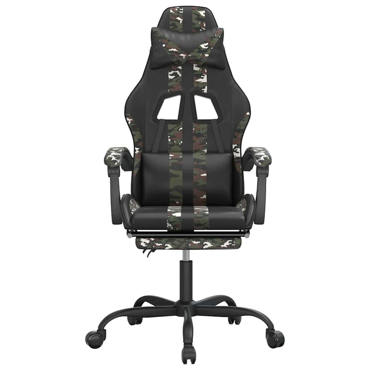 drejelig gamingstol med fodstøtte kunstlæder sort camouflage
