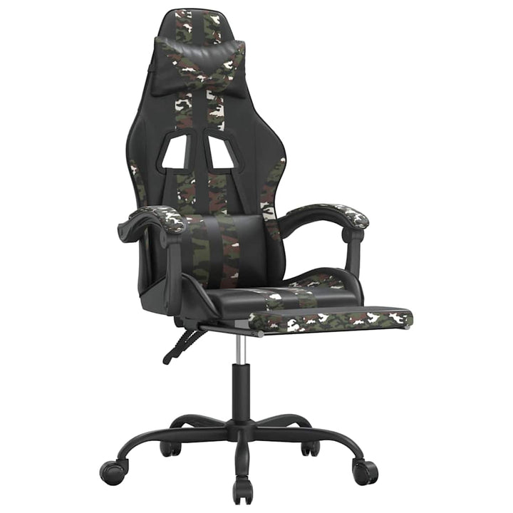 drejelig gamingstol med fodstøtte kunstlæder sort camouflage