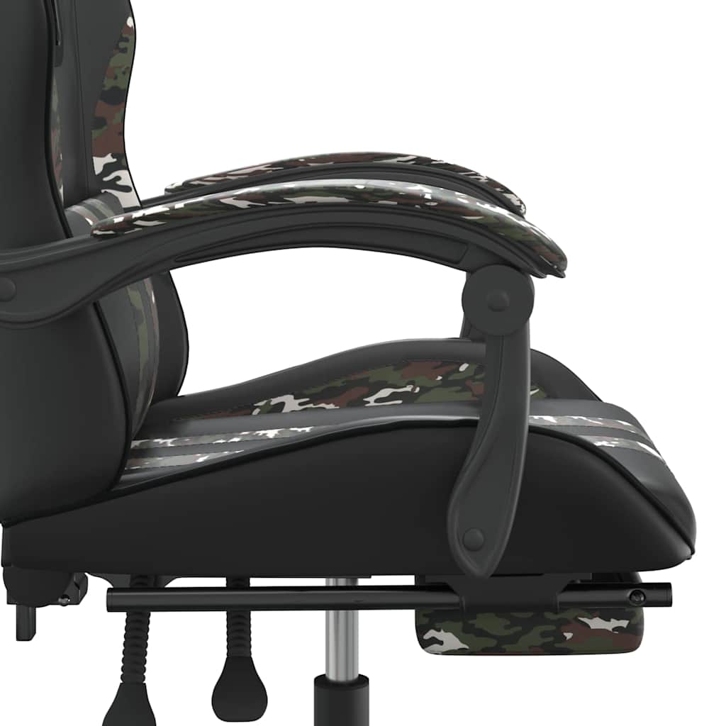 drejelig gamingstol med fodstøtte kunstlæder sort camouflage