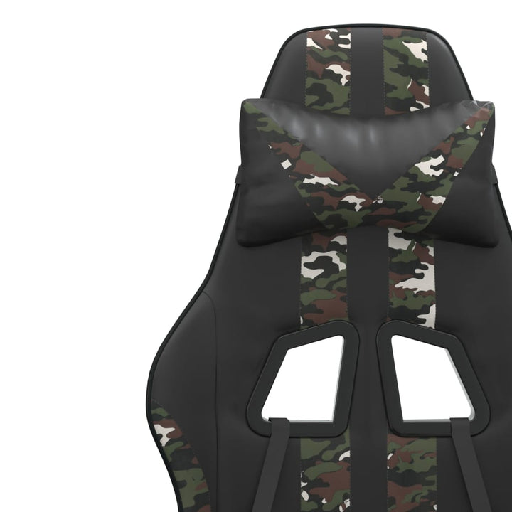 drejelig gamingstol med fodstøtte kunstlæder sort camouflage