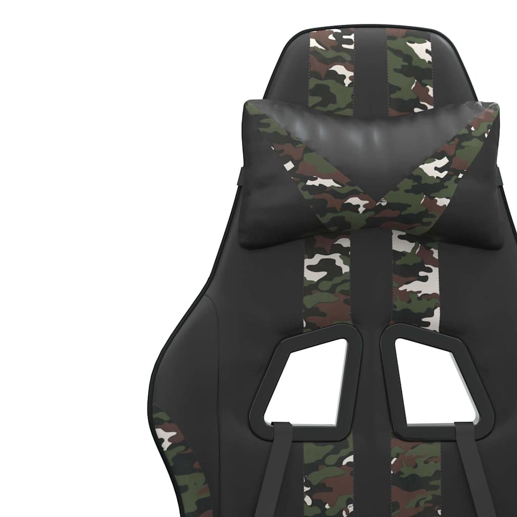 drejelig gamingstol med fodstøtte kunstlæder sort camouflage