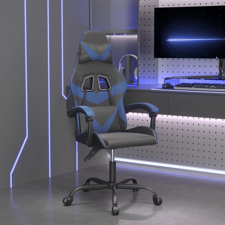drejelig gamingstol kunstlæder sort og blå